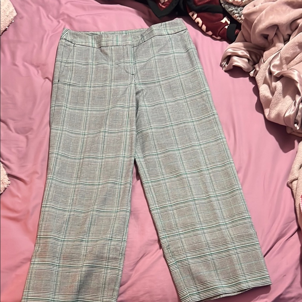 Worthington Gray Checkered Wide Leg Pants